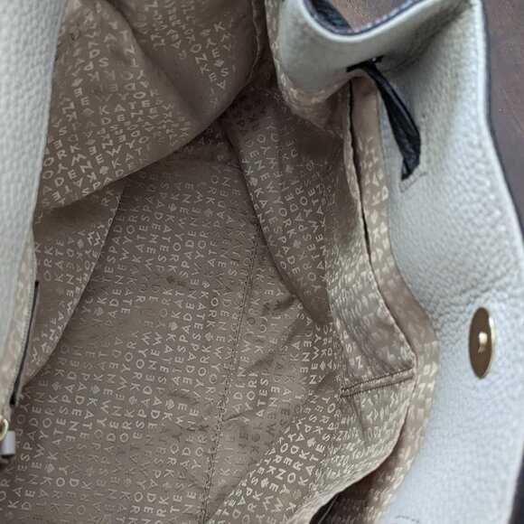 Kate Spade New York Leila Pebble Leather Drawstring Flap Backpack Beige Black main image 3